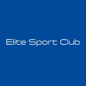 Logo Elite Sport Club weiße Schrift auf blauem Untergrund